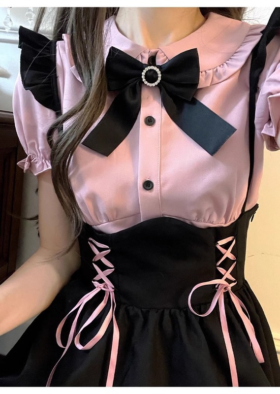 日本系の甘いかわいいロリータのワンピースの女の子のLolitaの王女のスカートのシャツの背もたれのスカートのスーツの2つのセット|undefined
