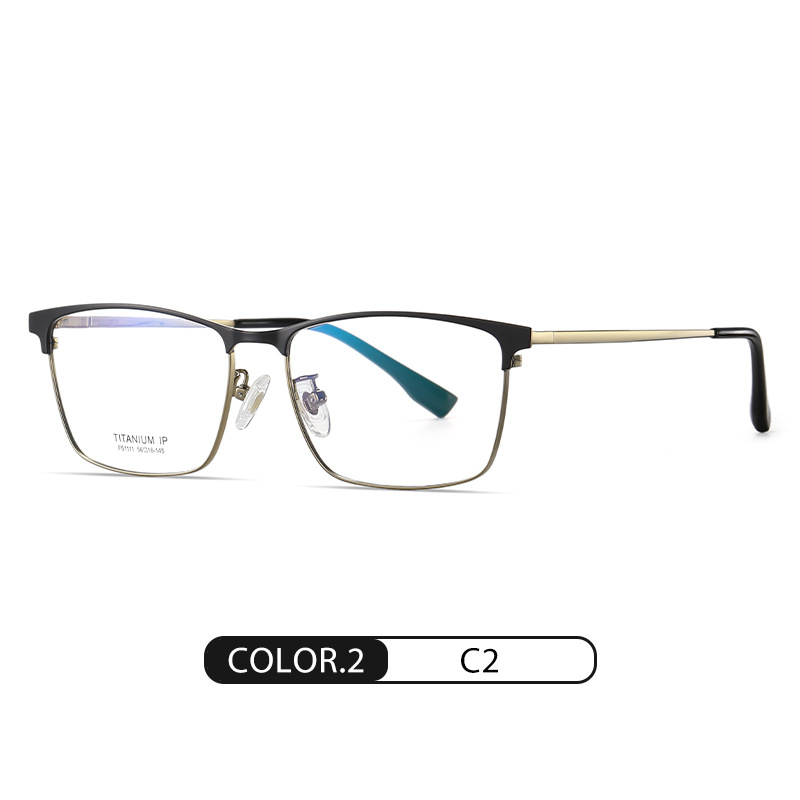 El nuevo espejo plano de titanio puro F51111 de negocios de moda para hombres puede equiparse con gafas de miopía, marco óptico cuadrado de galvanoplastia IP