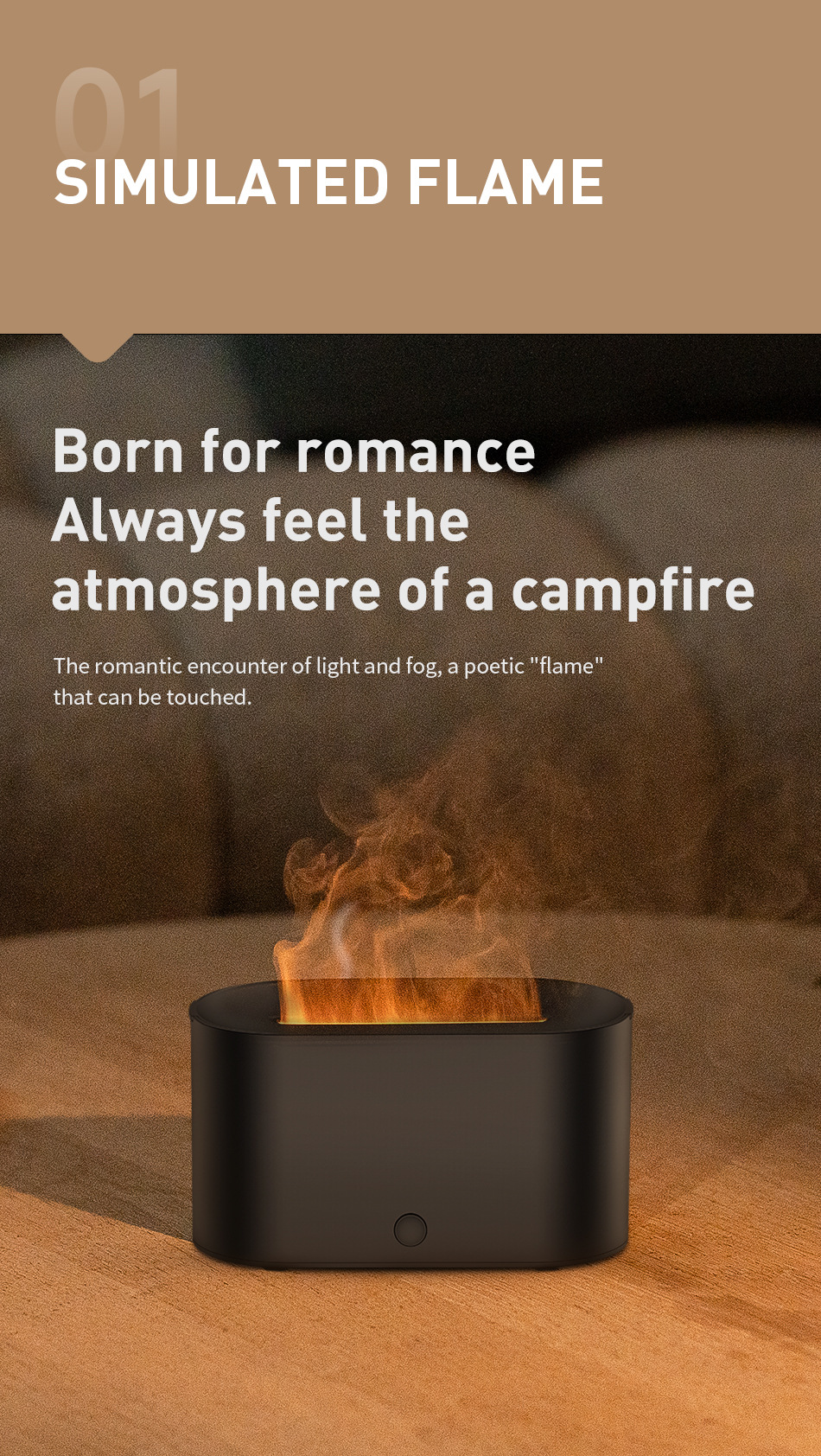 Diffuseur d'huiles essentielles 3D flamme arc-en-ciel avec port USB, mini humidificateur pour la maison et le bureau, assainisseur d'air ultrasonique pour aromathérapie, lumière d'ambiance décorative_voghion.com