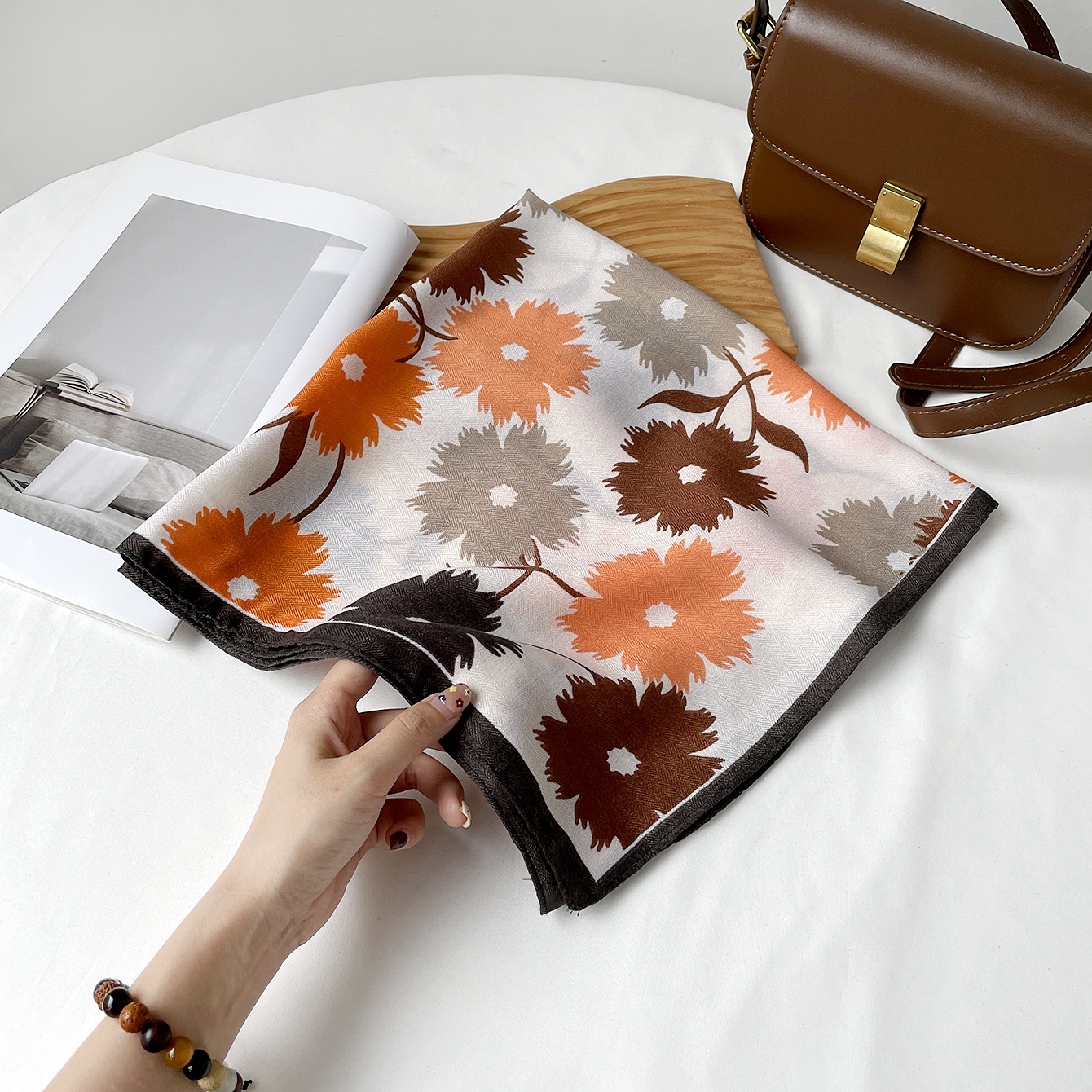 Rz6564-orange brown sunflower / 68*68cm