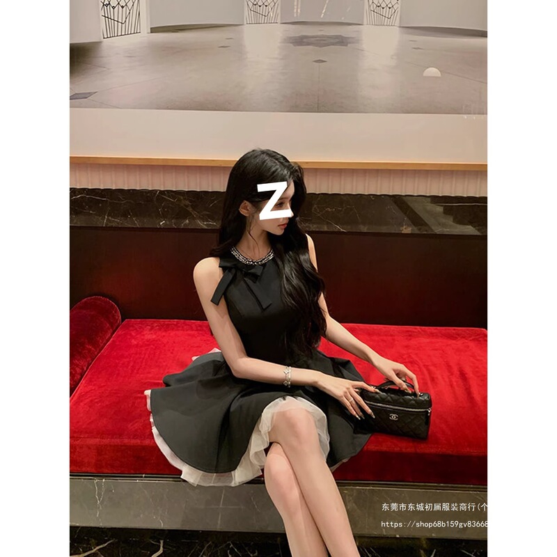 2026 New Style Princess Dress Sleeveless Dress for Women Summer Rhinestone Embellished Little Black Dress Birthday Dress Annual Party Light Gown