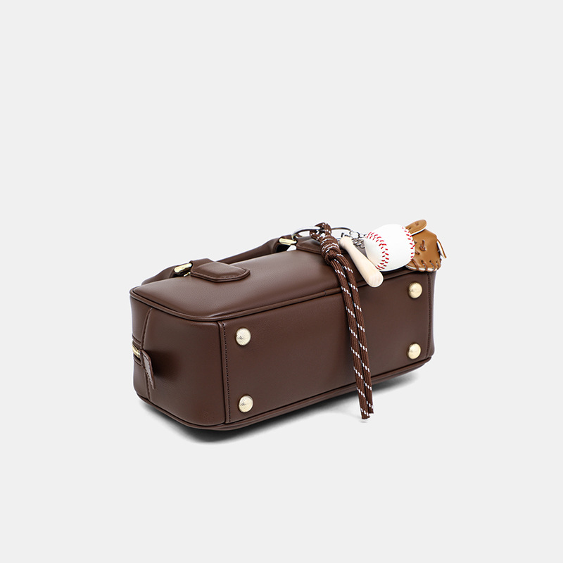 Women's Handbag 2026 New Summer Crossbody Bag Genuine Leather Shoulder Small Square Bag Bowling Bag - Thumbnail 4