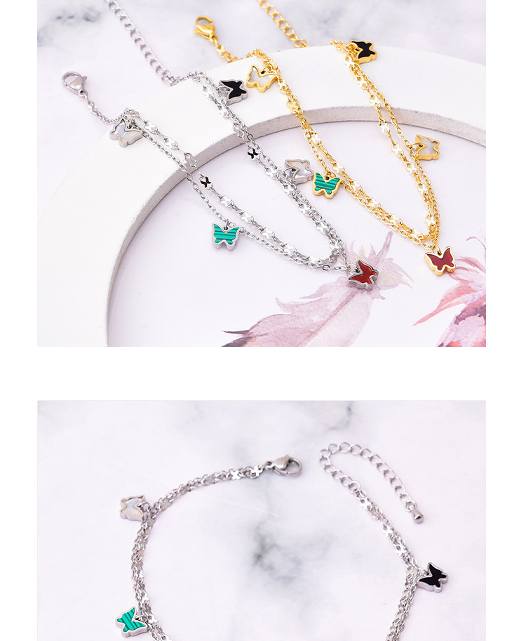 Fashion Butterfly Stainless Steel Inlay Shell Womenu0027S Anklet