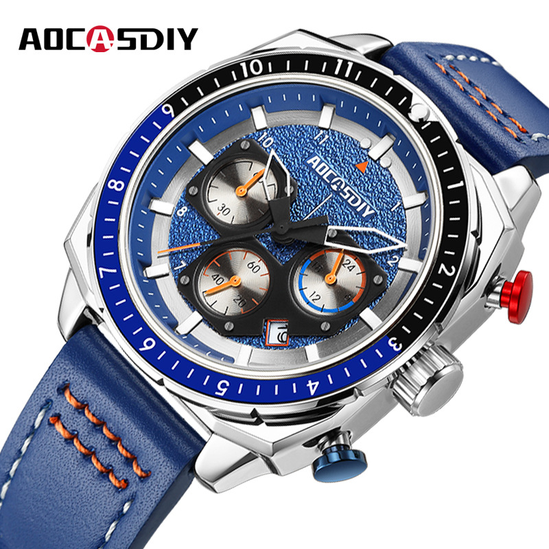 Aocasdiy Watch Sports and Leisure Men's Watch Multi-Functional Luminous Waterproof Quartz Watch Cross-Border Best-Selling Watch for Men