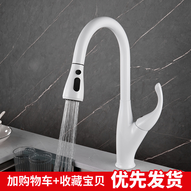 Cross-Border Kitchen Faucet, Hot and Cold Pull-Out Faucet, Splash-Proof Black Brushed Sink Faucet, Wholesale Cross-Border Kitchen Faucet, Hot and Cold Pull-Out Faucet, Splash-Proof Black Brushed Sink Faucet, Wholesale