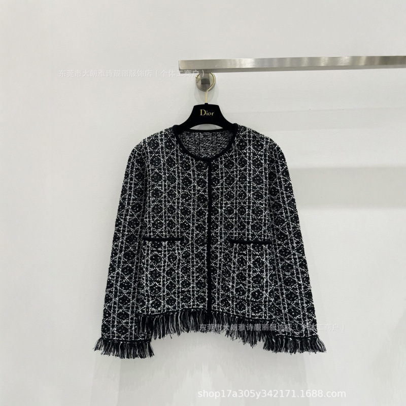 Nanyou Women's 25 Autumn and Winter New Women's Tweed Plaid Jacket Tassel Temperament Socialite Style Jacket