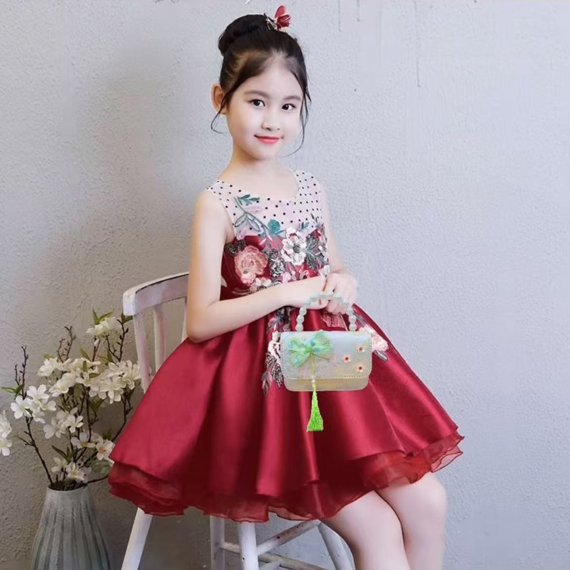 Hermoso bolso de arco de perla para niños nuevo estilo antiguo bolso de borda de color extranjero bolso de hombro con diamantes