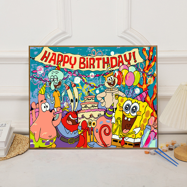 SpongeBob manufacturers wholesale digital oil painting diy coloring handmade cartoon stationery shop stall wholesale decorative painting