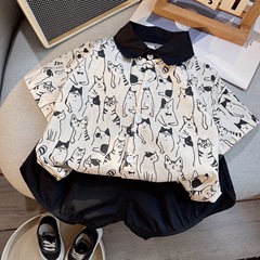 兒童短袖套裝純棉男童T恤寶寶夏季童裝女童短褲嬰兒衣服夏裝批發