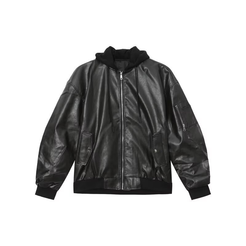 Soft Top-Layer Sheepskin Leather Jacket for Men and Women, Loose Casual Simple Lapel Flight Jacket Coat Party