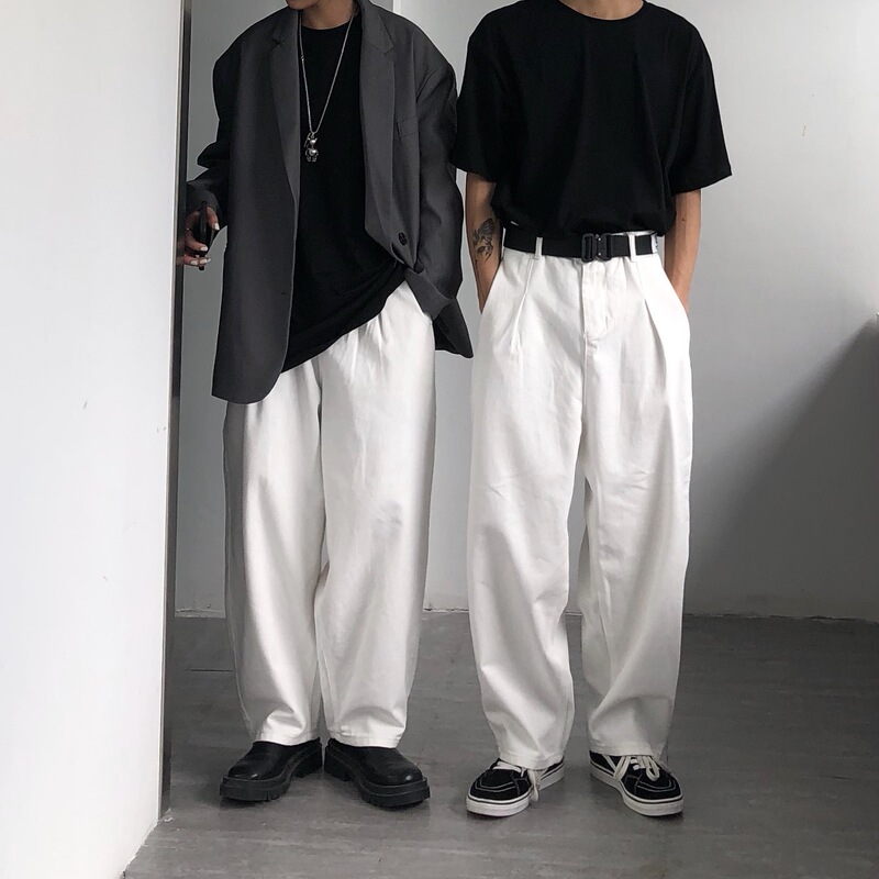 oversize Japanese Style Hong Kong Style High Waist Loose Ins Retro Lazy Casual Wide Leg Denim Trousers for Men and Women oversize Japanese Style Hong Kong Style High Waist Loose Ins Retro Lazy Casual Wide Leg Denim Trousers for Men and Women