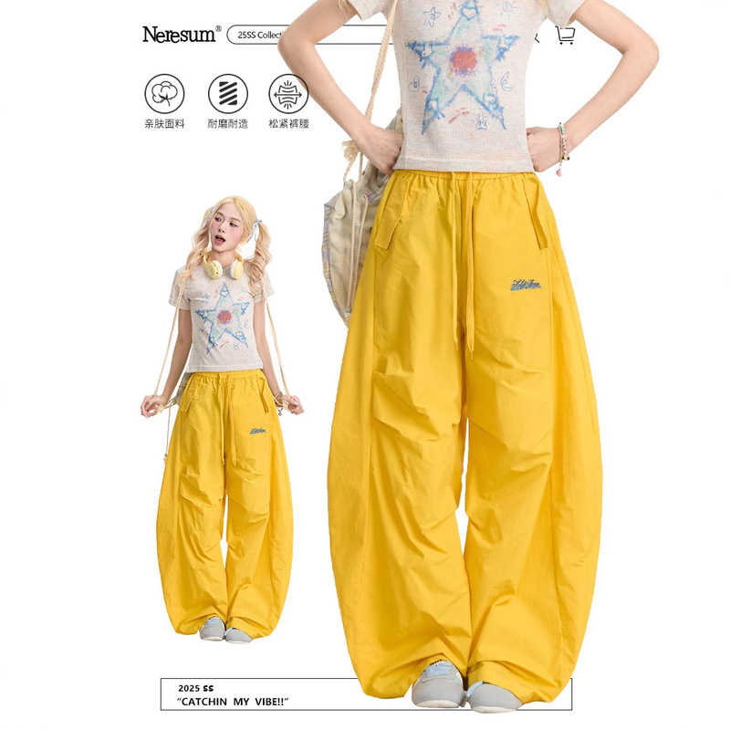 Dopamine Casual Pants for Men and Women Spring New American-style High Street Letter Embroidered Loose Jazz Dance Scimitar Pants