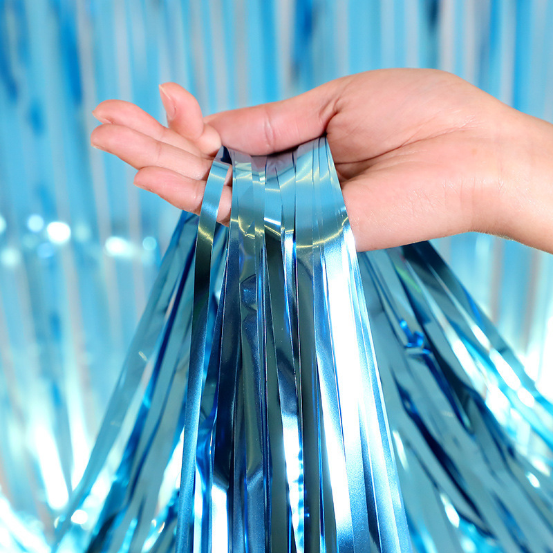 Nuevo 1*2 M cortina de seda de la lluvia película de aluminio boda fiesta de cumpleaños Fondo puerta cortina decoración Año Nuevo DISEÑO DE Navidad al por mayor