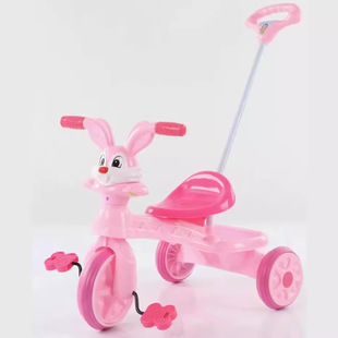 Foreign Trade Export Kidsren's Tricycle Cartoon Bunny with Push Handle Music Light Toy Stroller 2-6 Years Old