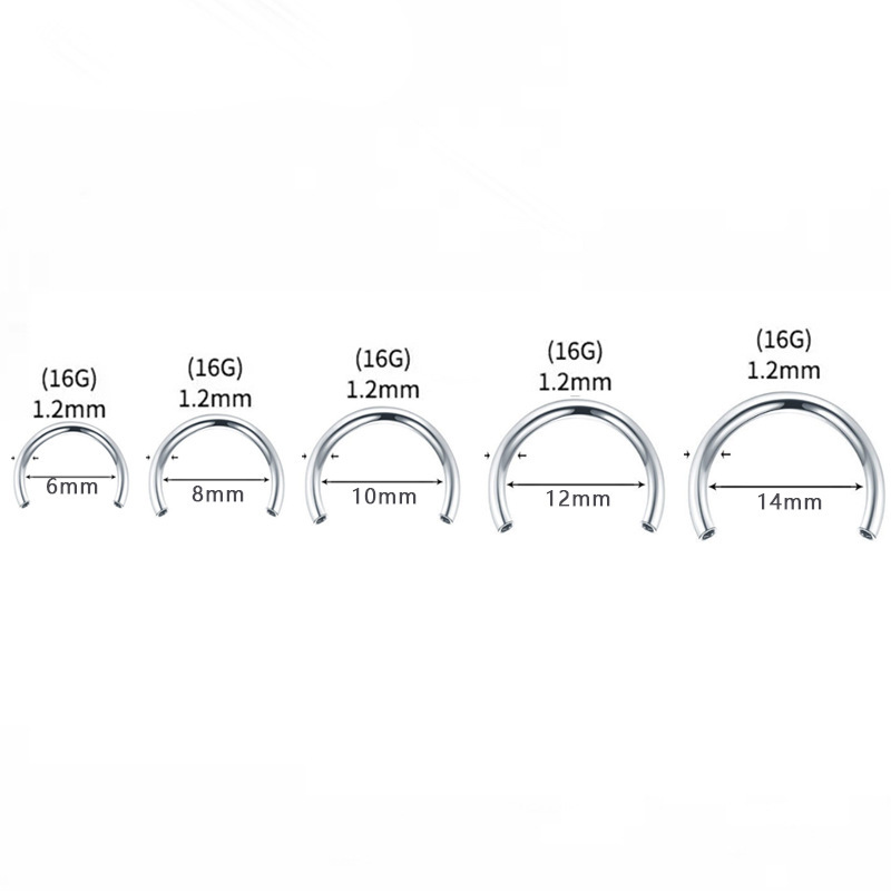 G23 Titanium Alloy C-Shaped Nose Ring 16g Horseshoe Nostril Piercing Jewelry F136 detail image 3