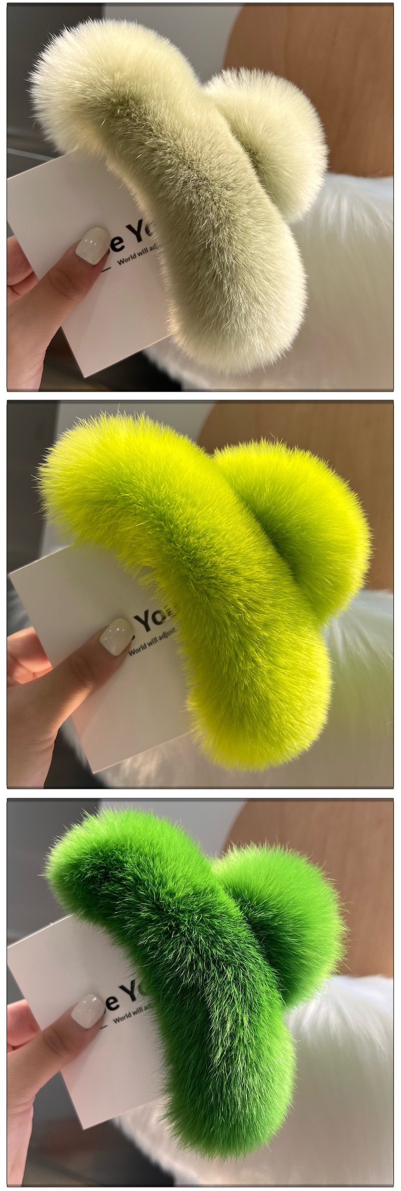 Sweet Solid Color Rabbit Fur Hair Claws display picture 3