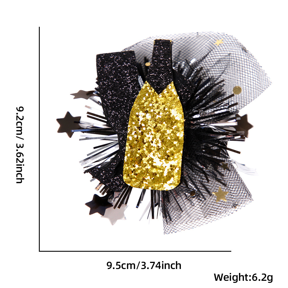 Transfronterizo nuevo oro negro Año Nuevo horquilla accesorios para el cabello Europeo y Americano Navidad Año Nuevo tema Fiesta decoración newyear horquilla