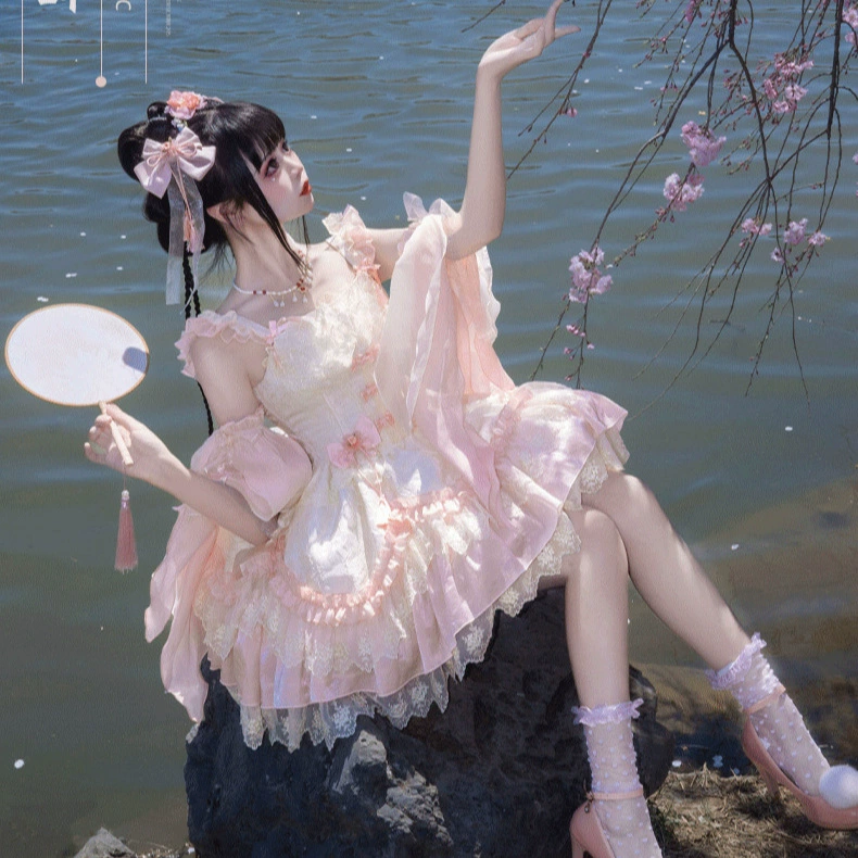Zhibingyuan lolita original [Hua Jian Ci] элегантный и милый полный комплект платьев Лолиты в китайском стиле