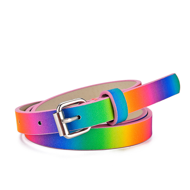 Glitt cinturón de mujer plano delgado estilo coreano en forma de corazón rosa brillante jeans para niños cinturón corto transfronterizo