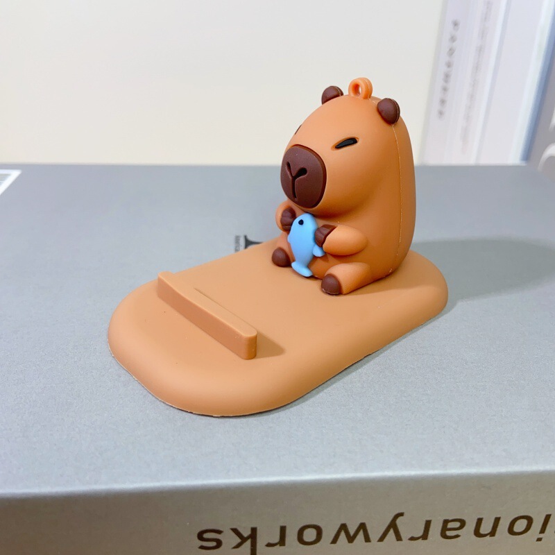 国境を越えてかわいいカピバラカ通公仔怠け者スタンドデスクトップ携帯電話スタンドクリエイティブ置物プレゼント|undefined