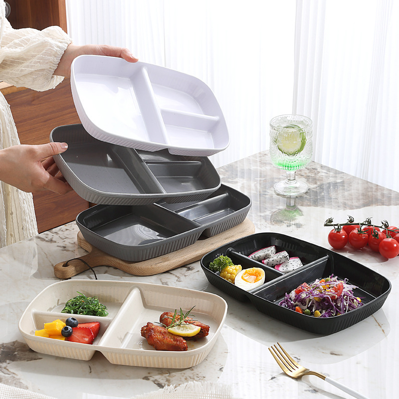 Compartmented Dinner Plate, Household Plate, Breakfast Plate, Fruit Plate, Long Plate, Portion Control Plate, Three-Compartment Plate, Kindergarten Supplementary Food Plate