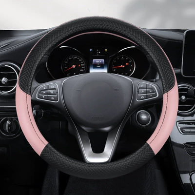 Steering wheel cover — of the new two-line steering wheel - embossing-black-powder-round-38cm