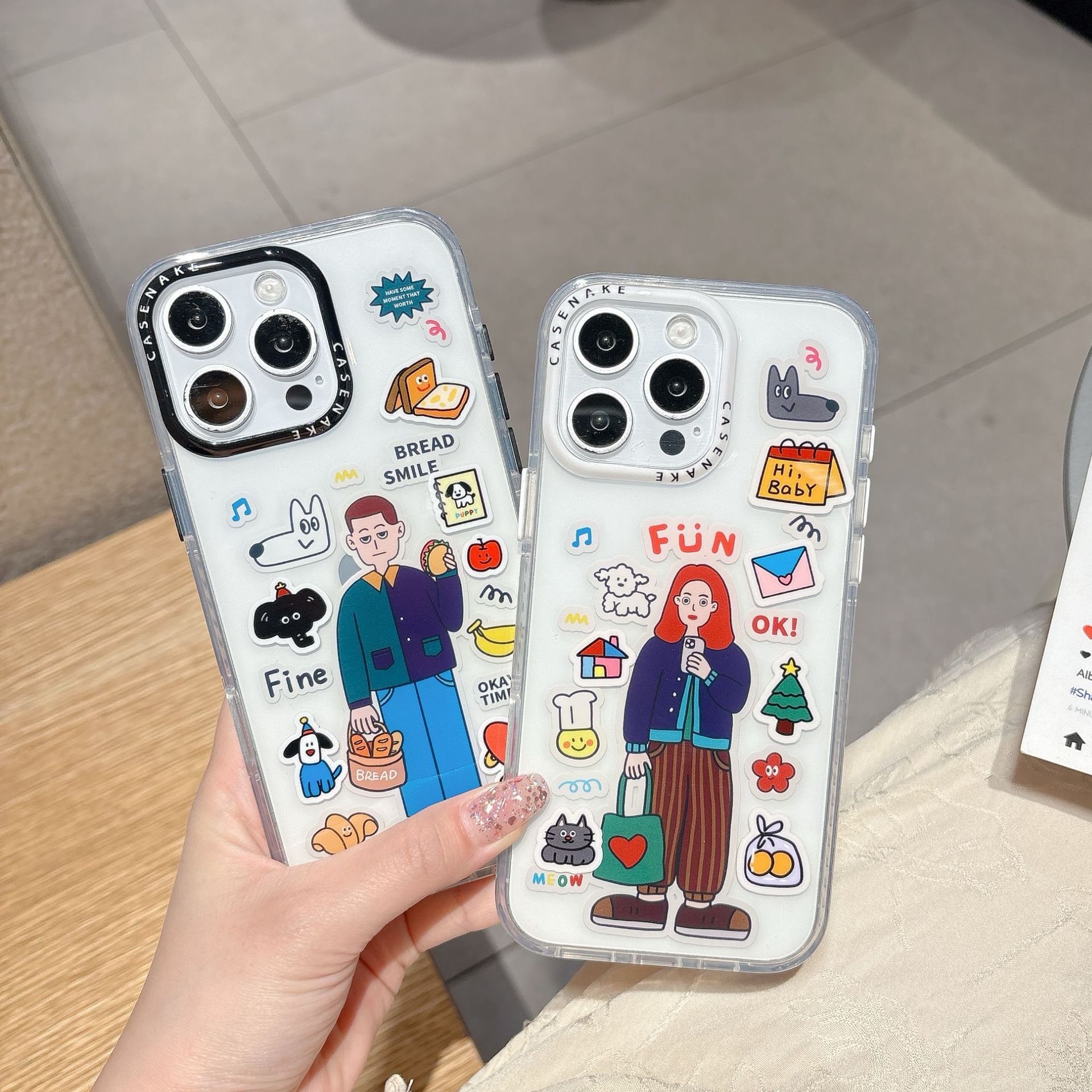 Dibujos animados para niños y niñas Cute Graffiti Apple 16ProMax Funda para teléfono 15Pro Pareja 14/13 Nuevo 15PM nicho
