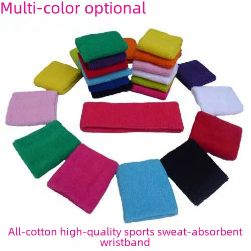 Manufacturer's Multi-Color Towel Wristbands, Sports Headbands, Hairband Sets, Wrist Protection Cotton, Men's and Women's Fitness Sweat-Absorbent Breathable Bands