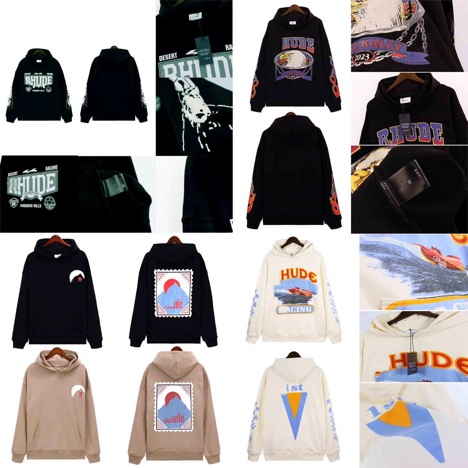 Европейский и американский осенне-зимний пуловер RH RHUDE, свободный свитер американского бренда Tide, мужская и женская уличная толстовка с капюшоном Tide