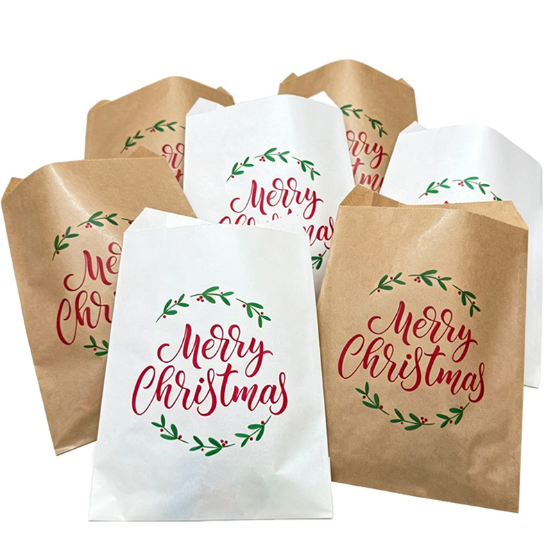 100 un paquete de 13x18CM dulces de Navidad ondulados bolsa de papel transfronteriza bolsa de regalo Merry Christmasmast