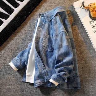 Children's clothing boys' autumn coat 2023 new medium and big children's casual Denim shirt boys' spring and autumn children's shirt