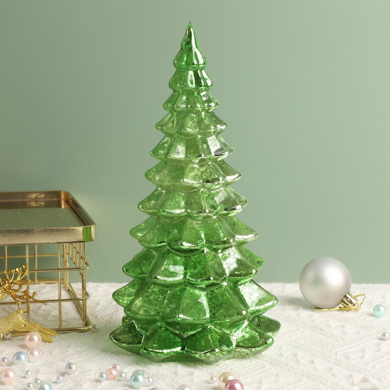 創意insガラスクリスマスツリー小夜灯装飾シーン配置品小型発光クリスマスツリーのデスクトップ装飾品|undefined
