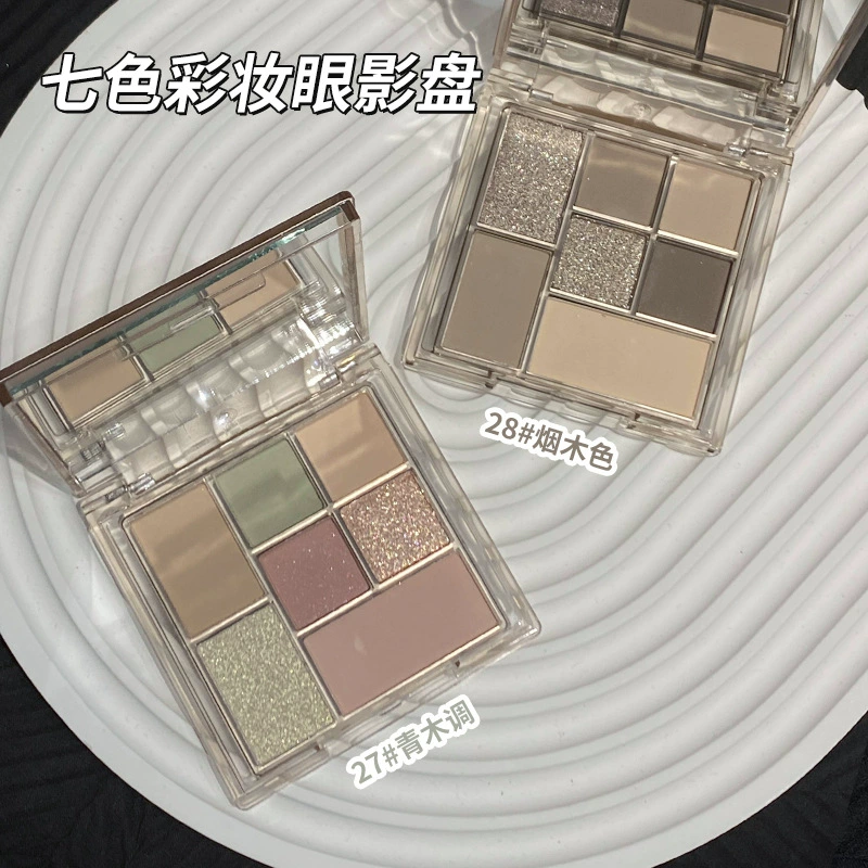 Палетка теней для век Meibaogy Fun Seven Eye Shadow Plate Earth Color Pearl Make Makeup INS Beginner Seven Clear Board Eye Shadow