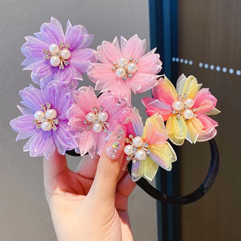 Fashion Children's Bun Updo Updo Gadget Bow Colorful Flower Stem Headdress display picture 1