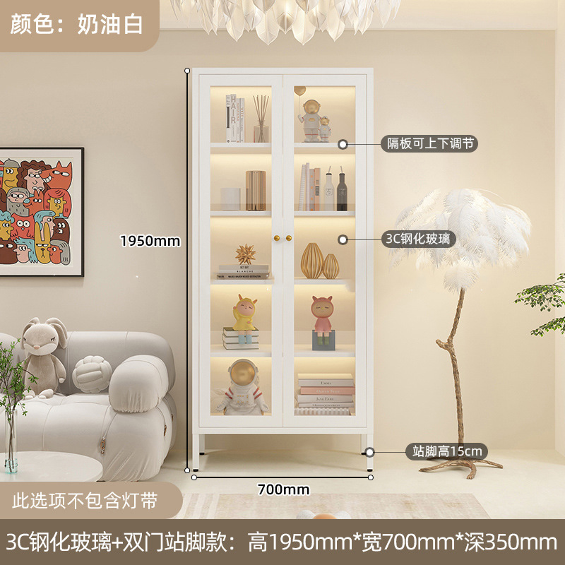 スチール製本棚収納キャビネットリビングルーム収納キャビネット家庭用ディスプレイキャビネットガラス扉防塵本棚シンプルモダンアイアンアート