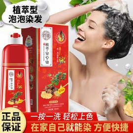 俏能染发剂泡泡染发膏在家自己染彩可遮盖白一洗就黑茶色一件代发