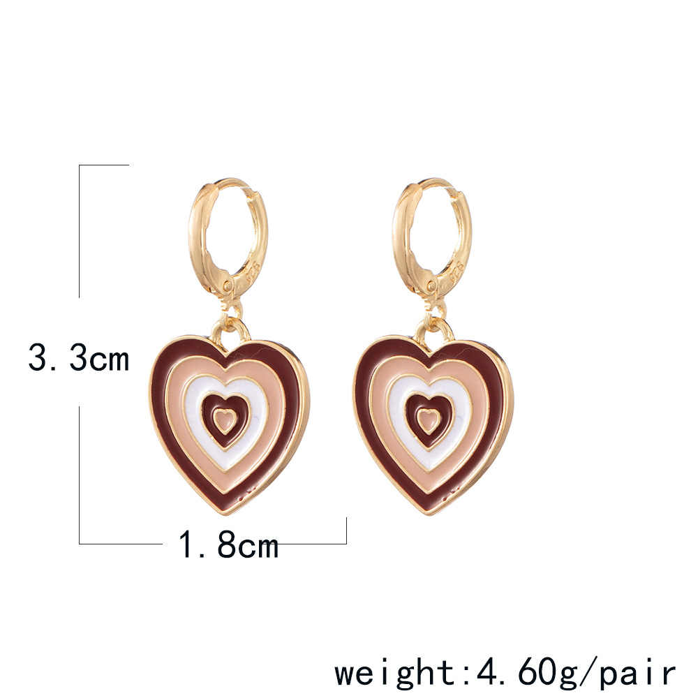 Pendientes De Costura De Aceite De Gota En Forma De Corazón De Nueva Moda Pendientes De Forma De Corazón De Personalidad display picture 1