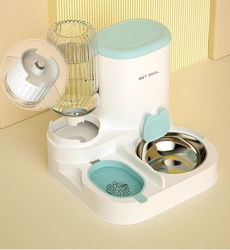 Automatic Cat Feeder With Water Dispenser Double Pet Dish Bowl_voghion.com