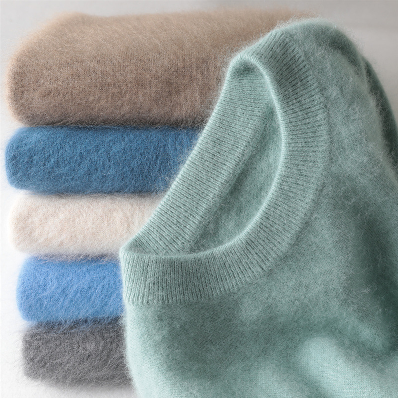 Autumn and Winter New Fashion Men's Round Neck Pullover Thickened Mink Sweater Loose Large Size Bottoming Mink Knitted Sweater
