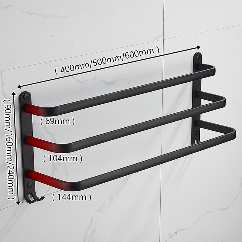Toallero de múltiples capas sin perforaciones moderno simple estante de almacenamiento negro Individual Doble de tres capas Barra de toalla montada en la pared