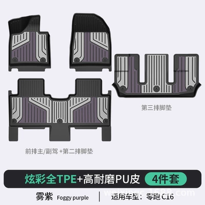 Special Tpe Colorful Car Floor – Modelə uyğun ayaqaltı - mist-purple-c16-6-seats-standardfull-tpepuhigh-side-protectionstandard-set