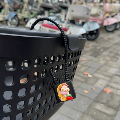 Helmet lock: aluminum alloy front basket car - 28cm-thick-steel-cable-rope-key-style-black-yellow-rich-woman