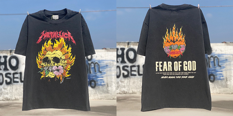 Vintage lavado viejo vintage manga corta marca de moda americana niebla calle suelta VTG casual cuello redondo hombres y mujeres camiseta