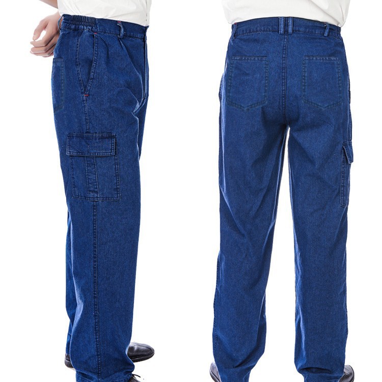 Pantalones de trabajo denim más gruesos para hombres de bolsillo soldador pantalones de herramienta taller de algodón resistente al desgaste pantalones de protección laboral sueltos