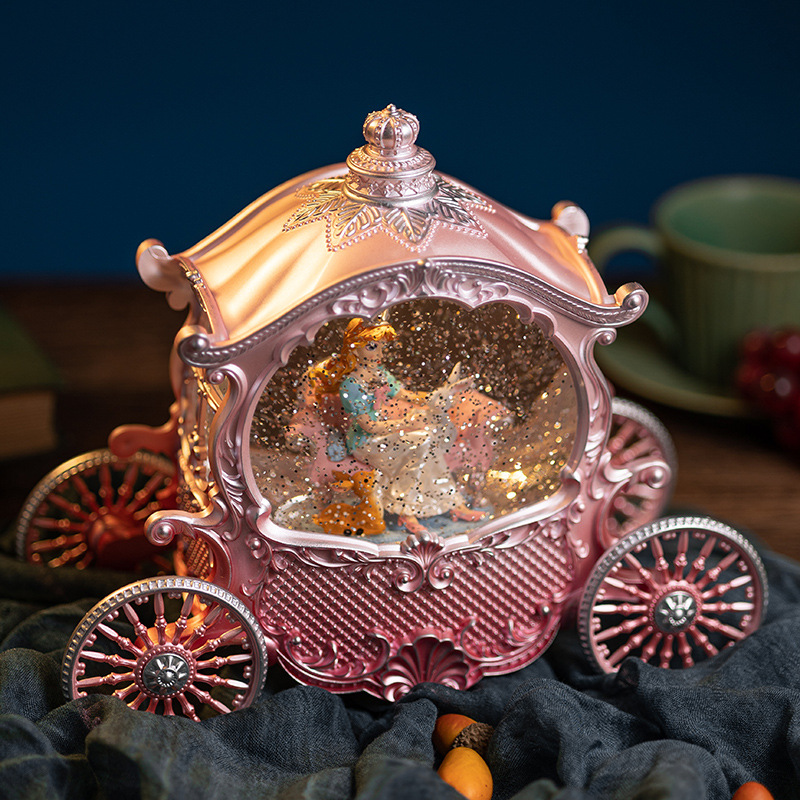 Princesa Victoria Pooh carro caja de música bola cristal flotante copo nieve niña cumpleaños Navidad regalo