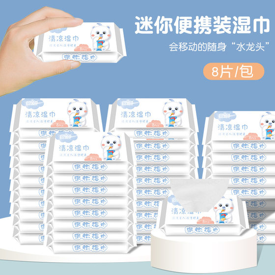 Mini Wet Wipes Baby Portable Carry-on Cleaning Wipes Separate Packaging Small Bag Wipes Withdrawable Cool Wipes