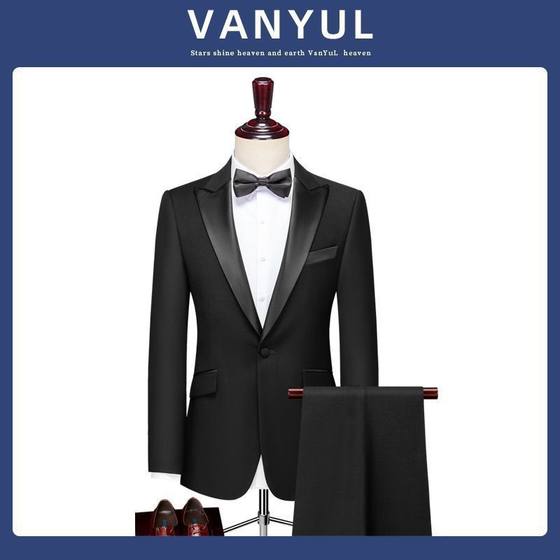 High-class Gentleman Golden Velvet Suit Men's Suit Host Wedding Tarstor Groom Art Test Dress