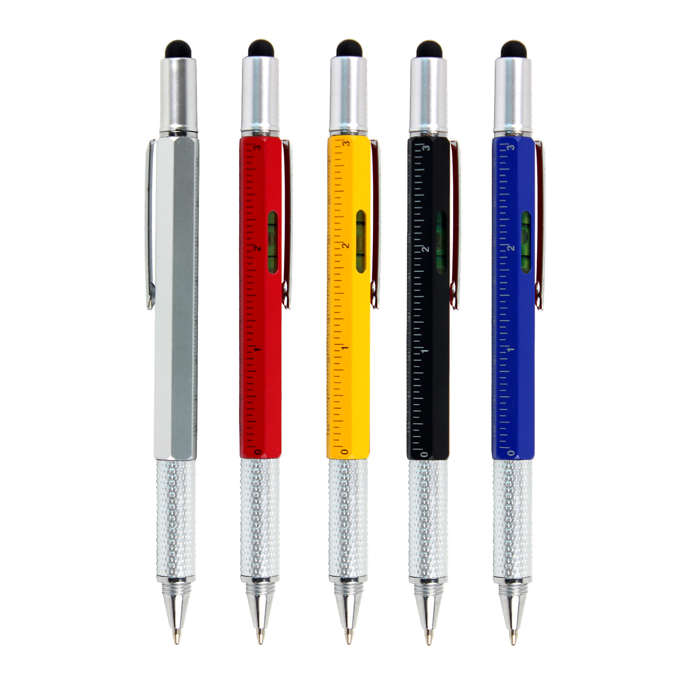 Pluma de bola de metal multifuncional puede personalizar logotipo de nivel de metal calibración destornillador de doble cara seis en uno pluma image 5