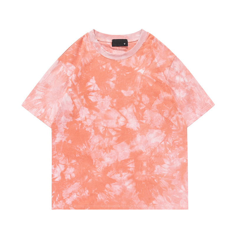 Tie-dyed retro distressed short sleeve high street fashion brand American classic washed men's and women's casual t-shirt sweatshirt wholesale