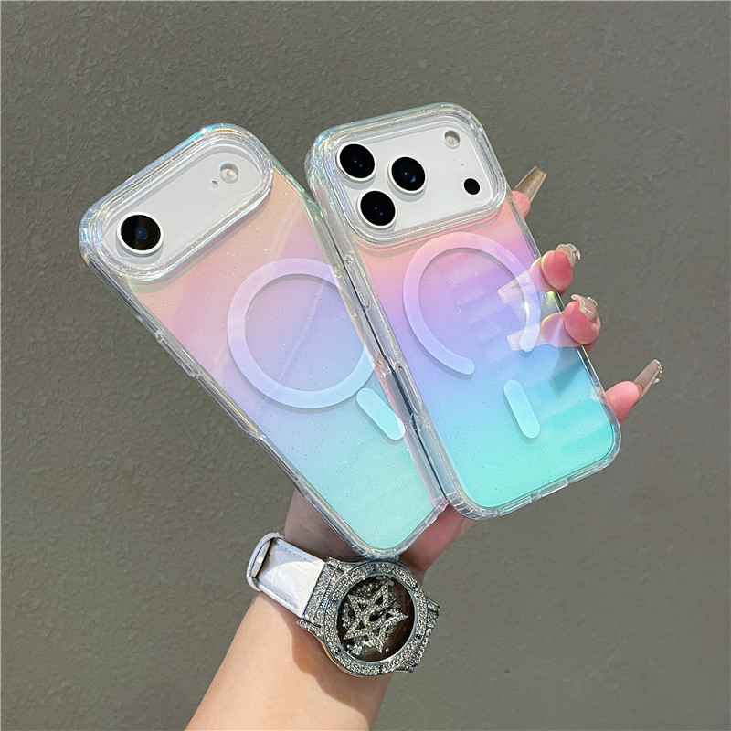 Suitable For Phone Color Plating Transparent Glitter IPhone Max Diamond Pattern Magnetic Case 17 Pro_voghion.com